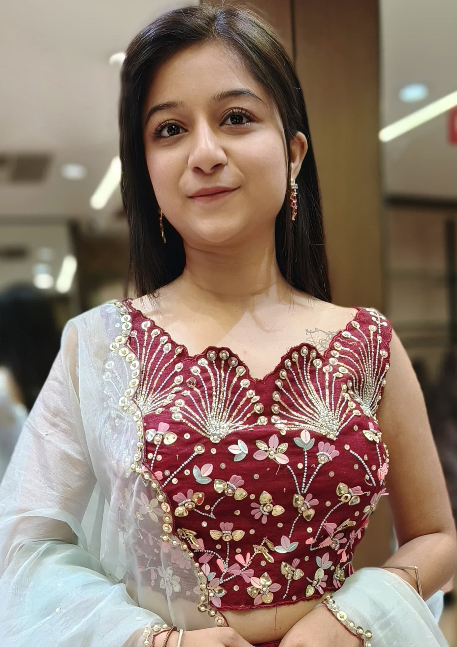 Maroon Color Raw Silk Hand Work Lehenga Choli